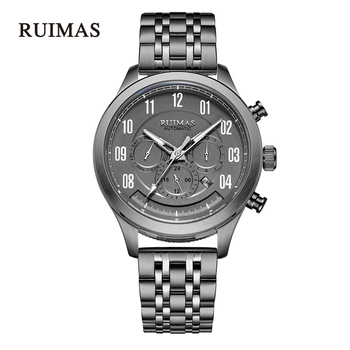 RUIMAS Men Luxury Top Brand Stainless Automatic Mechanical Watch Military Sapphire Crystal Mens Watches Clock Relogio Masculino